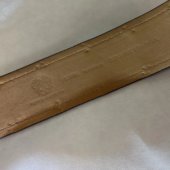 Vince Camuto leather fashion belt. Black suede with silver rivets and buckle. - Picture 3 of 3